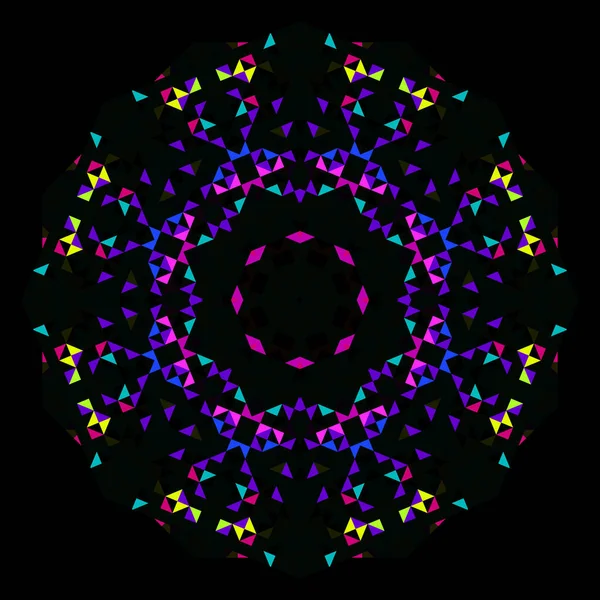 Resumen Geométrico Brillante Caleidoscopio Patrón Diseño Simétrico Círculo Ornamento Flor — Archivo Imágenes Vectoriales