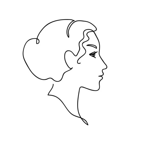 Ilustración Vectorial Silueta Facial Joven Chica Atractiva Dibujo Continuo Diseño — Archivo Imágenes Vectoriales