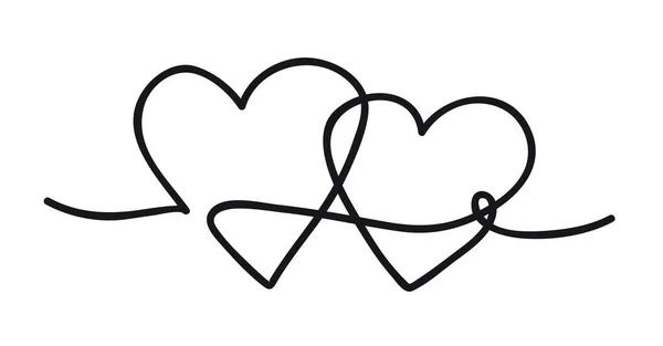 Hearts Continuous Line Art Drawing Friendship Love Concept Best Friend — Stock Vector