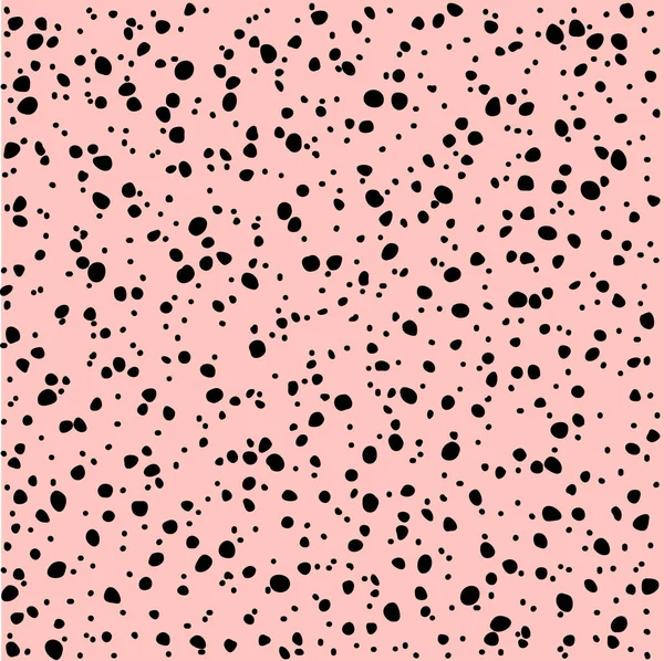 Naadloos roze patroon met zwarte stippen stof print ontwerp. Vectorillustratie — Stockvector