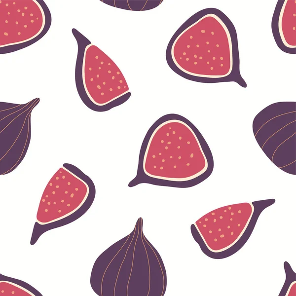 Naadloos patroon met vijgen. Fruit moderne textuur op witte achtergrond. Gezond voedsel concept. Abstracte vectorgrafische illustratie — Stockvector