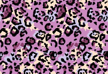 Kusursuz leopar kürkü deseni. Modaya uygun vahşi leopar desenli arka plan. Modern panter hayvan dokusu tekstil baskısı tasarımı. Tarz vektör renk resimlemesi