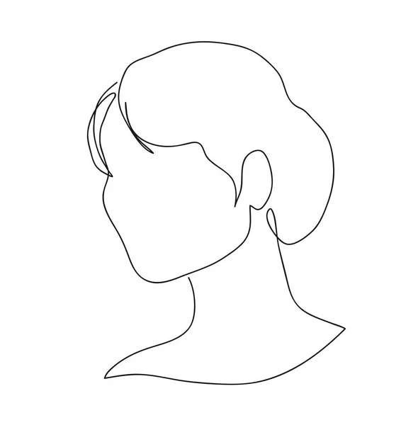 Kecses női fej. Női profil sziluett. Portré női szépség koncepció. Folyamatos vonalrajz-vektor illusztráció — Stock Vector