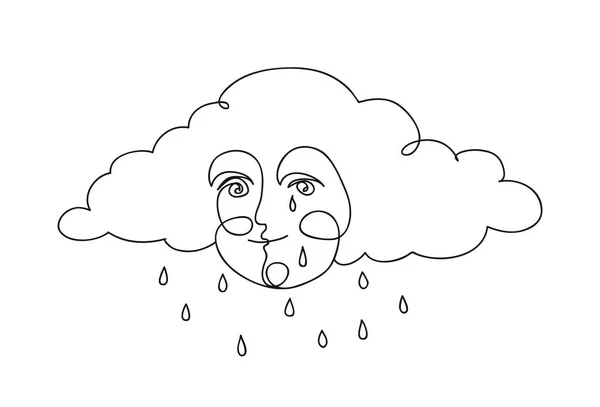 Carino nuvola sorridente con gocce di pioggia. — Vettoriale Stock