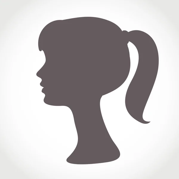 Girl face silhouette isolated on white. Simple abstract portrait — Stock Vector