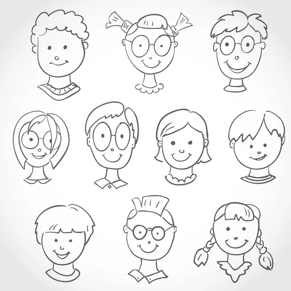 Juego de caras para niños Sketch — Archivo Imágenes Vectoriales