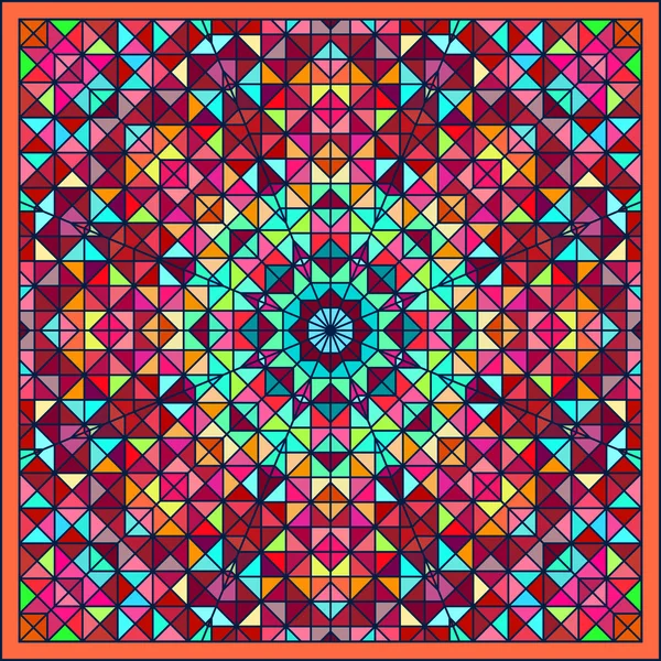 Flor decorativa digital colorida abstracta. Cont geométrico — Vector de stock