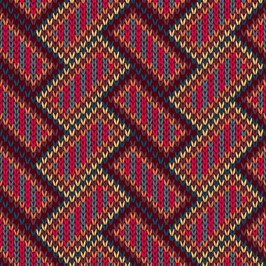 Dikişsiz örgü desen. Sarı turuncu kırmızı mavi kahverengi renk Bac