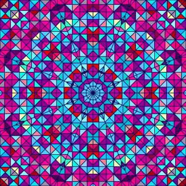 soyut renkli dijital dekoratif çiçek. sanatsal zemin renkli geometrik kontrast hat yıldız ve mavi pembe kırmızı mavi