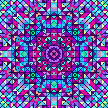 soyut renkli dijital dekoratif çiçek. sanatsal zemin renkli geometrik kontrast hat yıldız ve mavi pembe kırmızı mavi