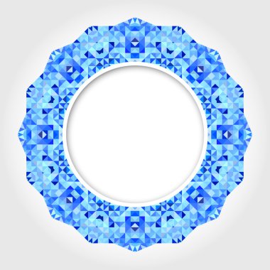 Dijital mavi kenarlıklı soyut beyaz yuvarlak çerçeve