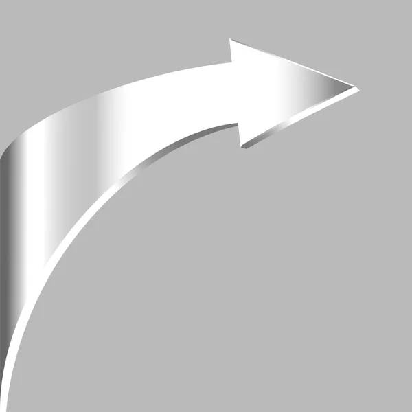Flèche argentée et fond gris neutre — Image vectorielle