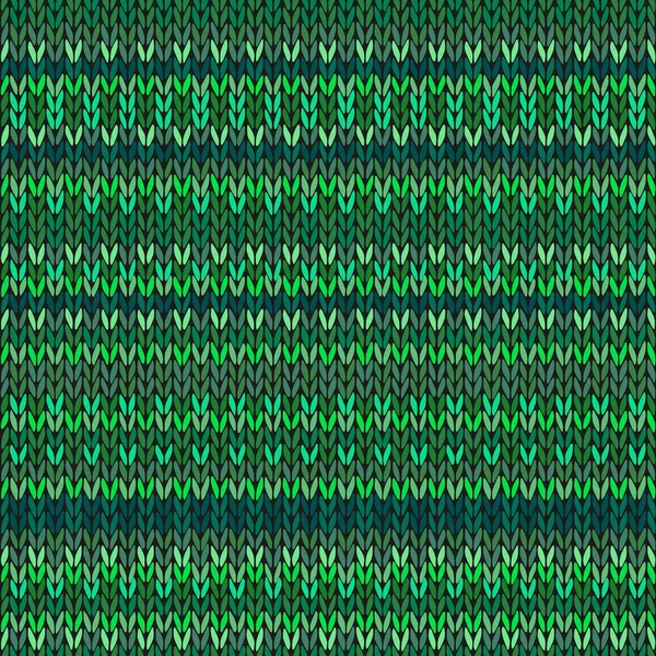 Vektor handarbete bakgrund, grön prydnadsväxter stickade mönster — Stock vektor