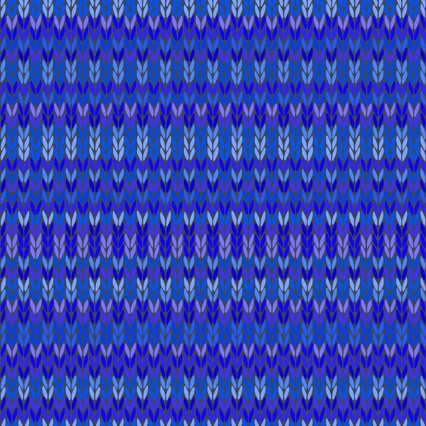 Vektor-Handarbeit Hintergrund, blaues ornamentales Strickmuster — Stockvektor