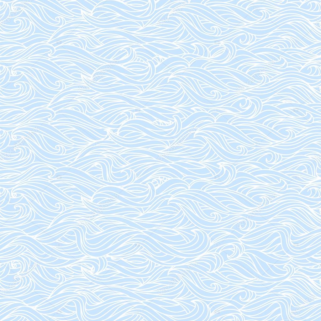 Abstract Wavy Lite Blue and White Seamless Texture 