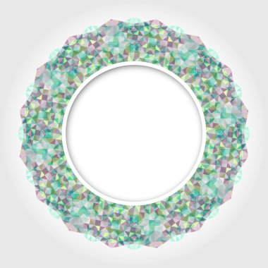 Çok renkli zümrüt dijital Borde ile soyut beyaz yuvarlak çerçeve