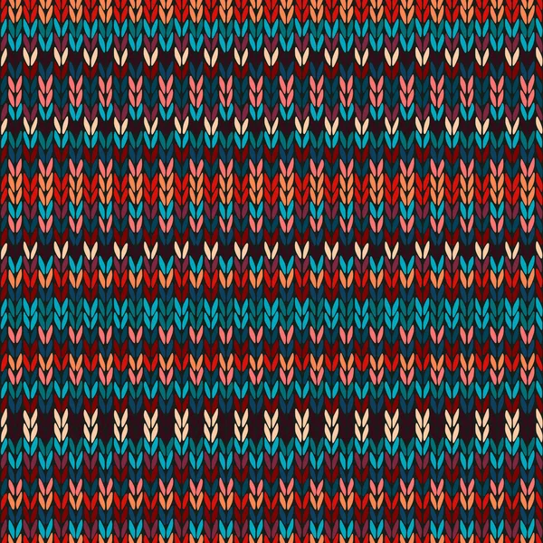 Motif tricoté géométrique ethnique sans couture. Style Rouge Bleu Orange Marron Jaune Fond — Image vectorielle