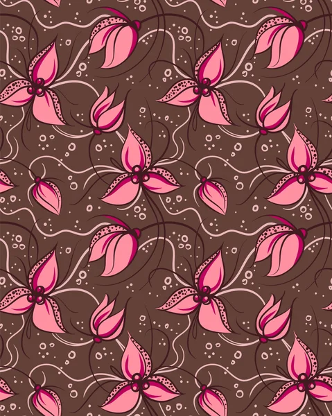 원활한 패턴 핑크 난초 꽃 — 스톡 벡터