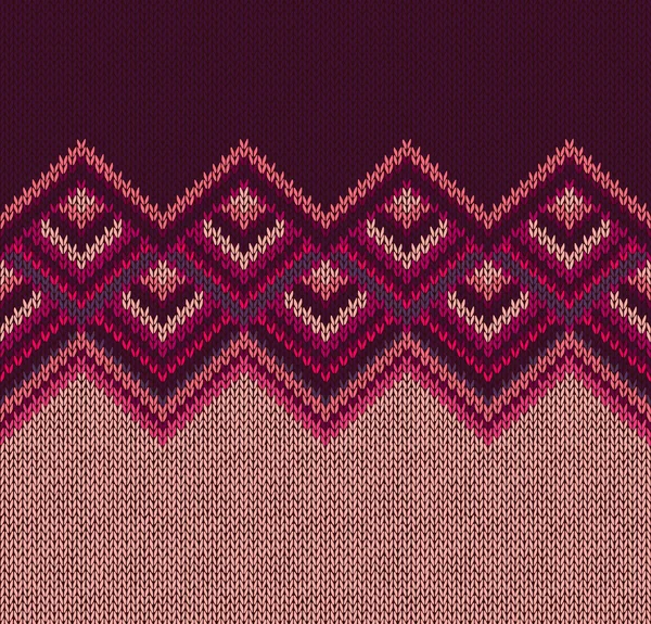 Magnifique motif en tissu tricoté, Style de tricot rose rouge sans couture V — Image vectorielle