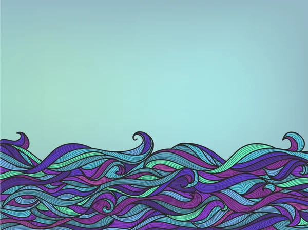 Fond des vagues abstraites, Patte colorée bleu vectoriel dessinée à la main — Image vectorielle