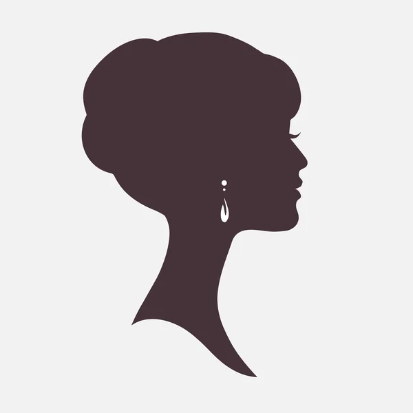 Silueta de cara de mujer con peinado elegante — Vector de stock