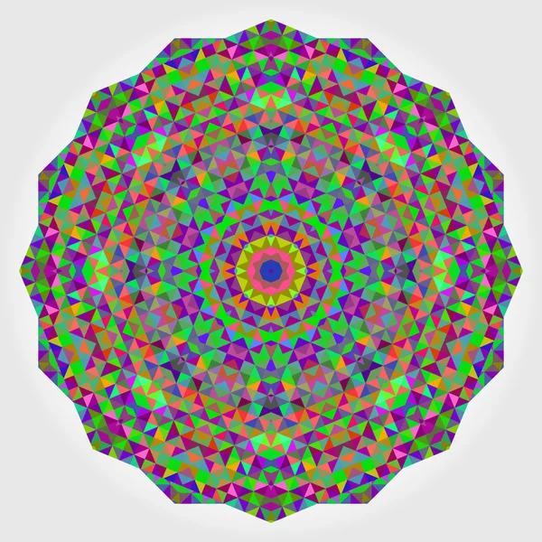 Анотація квітка. Творчий стиль барвисті вектор колеса. Коло задника. Мозаїчна банер геометричних фігур. Червоний зелений помаранчевий Purple бузку синій фіолетовий Magenta круглі мандали фону — стоковий вектор