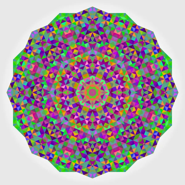 Abstraktní květina. Kreativní barevné stylu vektor kolo. Kruh pozadí. Mozaika Banner geometrické tvary. Červená zelená oranžová fialové Lila modré fialové purpurová kolo Mandala pozadí — Stockový vektor