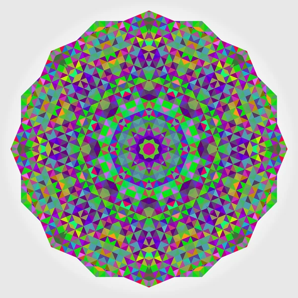 Abstrakt blomma. Kreativa färgglada stil vektor hjul. Cirkel bakgrund. Mosaiska Banner av geometriska former. Röd grön Orange lila lila blå violett Magenta runt Mandala bakgrund — Stock vektor