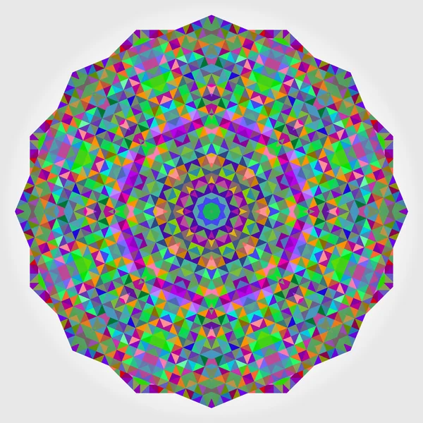 Fiore astratto. Rotella vettore di stile colorato creativo. Sullo sfondo del cerchio. Striscione mosaico di forme geometriche. Rosso verde arancio viola lilla blu viola magenta rotondo Mandala sfondo — Vettoriale Stock