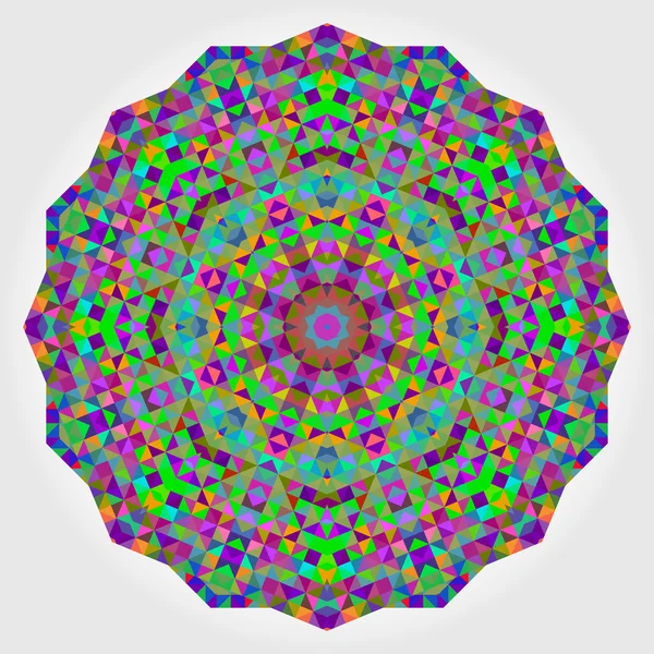 Abstrakt blomma. Kreativa färgglada stil vektor hjul. Cirkel bakgrund. Mosaiska Banner av geometriska former. Röd grön Orange lila lila blå violett Magenta runt Mandala bakgrund — Stock vektor