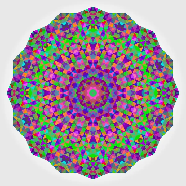 Fiore astratto. Rotella vettore di stile colorato creativo. Sullo sfondo del cerchio. Striscione mosaico di forme geometriche. Rosso verde arancio viola lilla blu viola magenta rotondo Mandala sfondo — Vettoriale Stock