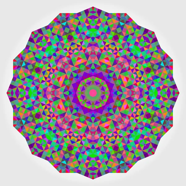 Fleur abstraite. Roue vectorielle créative de style coloré. Fond de cercle. Bannière mosaïque de formes géométriques. Rouge Vert Orange Violet Lilas Bleu Violet Magenta Rond Mandala rond — Image vectorielle