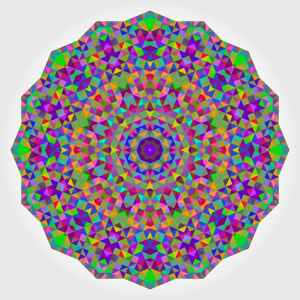 Flor abstracta. Rueda vectorial de estilo creativo colorido. Fondo del círculo. Mosaico Banner de formas geométricas. Rojo Verde Naranja Morado Lila Azul Violeta Magenta Redondo Mandala Fondo — Vector de stock