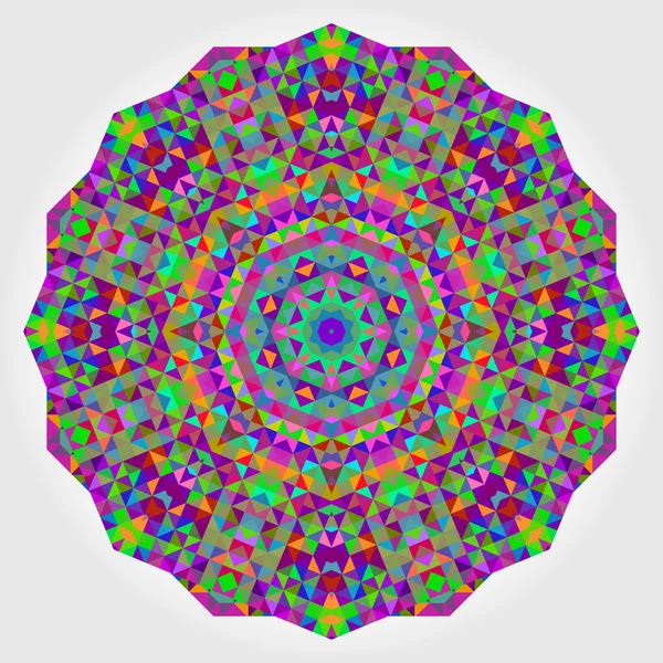 Abstract Flower. Creatieve kleurrijke stijl vector wiel. Cirkel achtergrond. Mozaïek Banner van geometrische vormen. Rood groen oranje paars Lila blauw Violet Magenta ronde Mandala achtergrond — Stockvector
