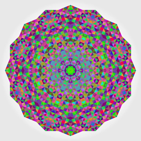 Abstrakt blomma. Kreativa färgglada stil vektor hjul. Cirkel bakgrund. Mosaiska Banner av geometriska former. Röd grön Orange lila lila blå violett Magenta runt Mandala bakgrund — Stock vektor