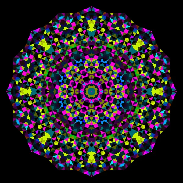 추상 꽃입니다. 크리에이 티브 다채로운 스타일 벡터 휠입니다. 녹청 자홍 노란색 블랙 지배적인 색깔 — 스톡 벡터