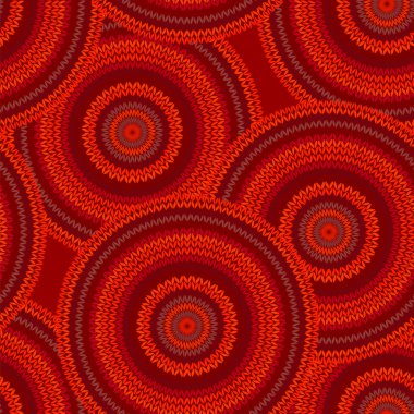 Kırmızı sorunsuz etnik geometrik desen ördü. Tarzı daire geri