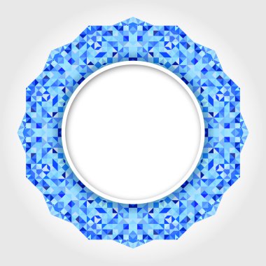 Dijital mavi kenarlıklı soyut beyaz yuvarlak çerçeve
