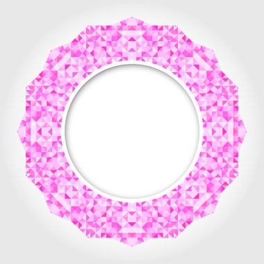 Pembe dijital sınır ile soyut beyaz yuvarlak çerçeve