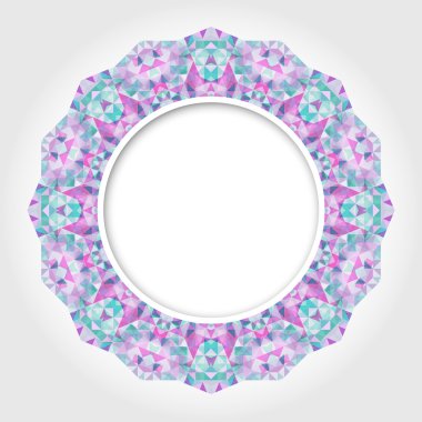 Çok renkli pembe zümrüt dijital soyut beyaz yuvarlak çerçeve 