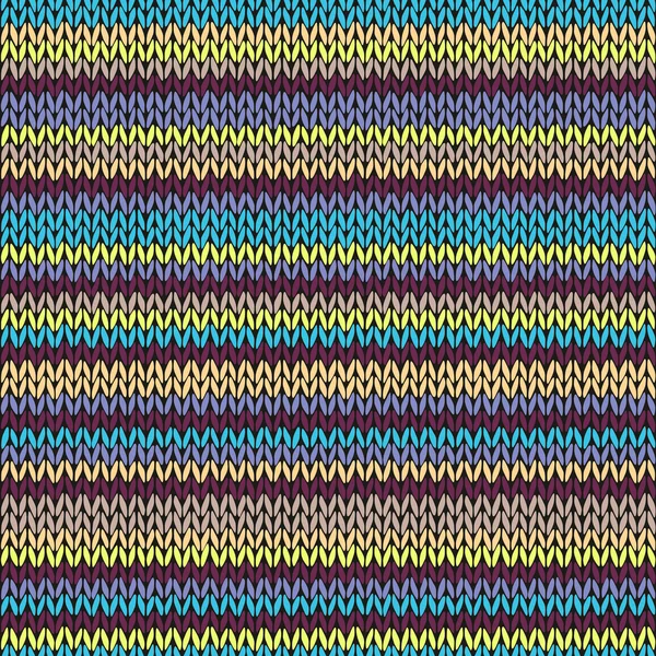 Motif rayé multicolore sans couture tricoté. Vinou rose jaune bleu — Image vectorielle