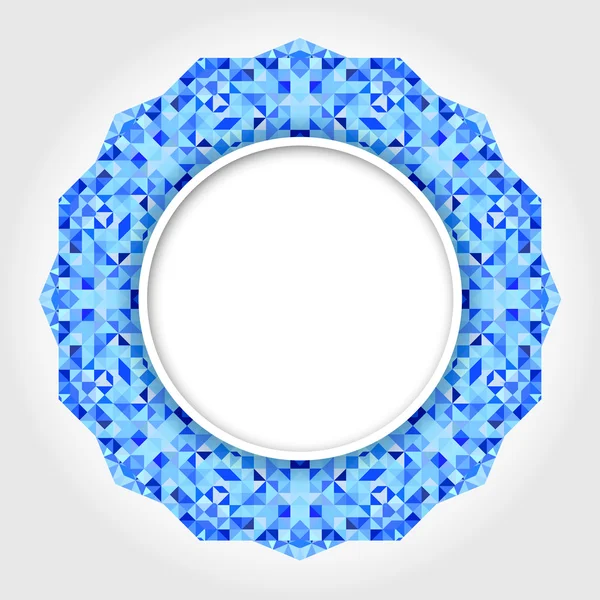 Dijital mavi kenarlıklı soyut beyaz yuvarlak çerçeve