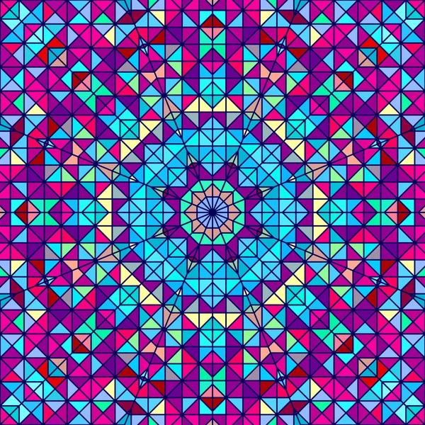 Fleur décorative numérique colorée abstraite. Ligne de contraste géométrique étoile et bleu rose rouge cyan couleur toile de fond artistique — Image vectorielle