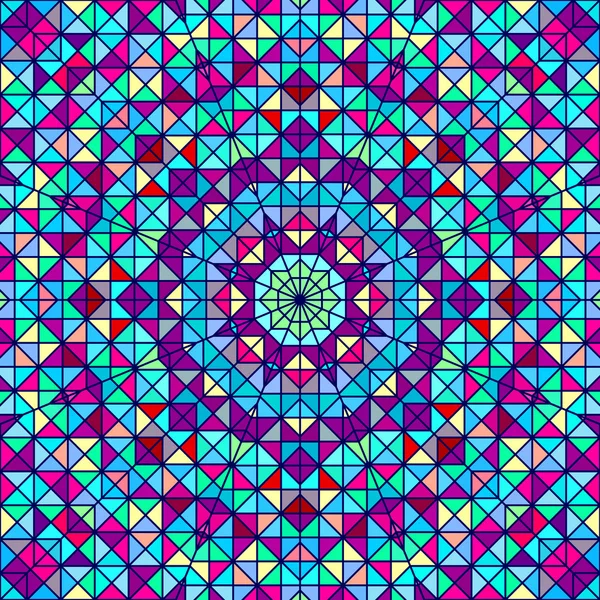 抽象炫彩的数字装饰花卉。几何对比线明星和蓝色粉红色红色青色彩色艺术背景 — 图库矢量图片