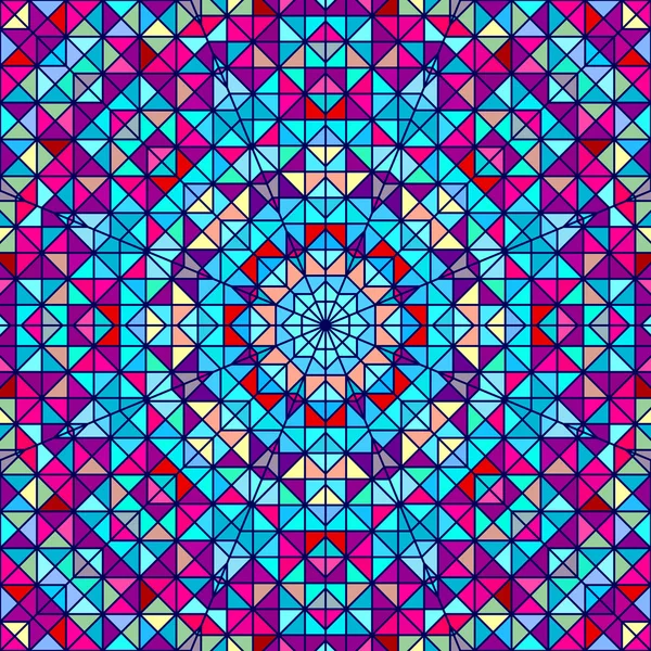 Fleur décorative numérique colorée abstraite. Ligne de contraste géométrique étoile et bleu rose rouge cyan couleur toile de fond artistique — Image vectorielle