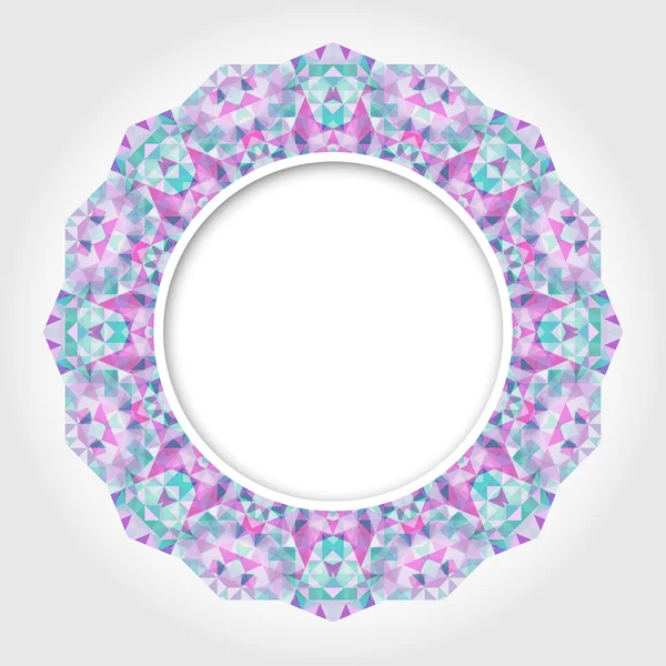 Çok renkli pembe zümrüt dijital soyut beyaz yuvarlak çerçeve 