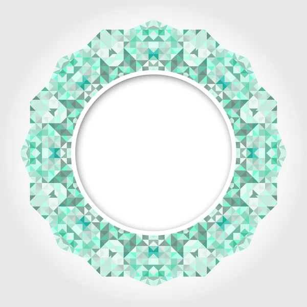 Cadre rond blanc abstrait avec bordure numérique émeraude — Image vectorielle