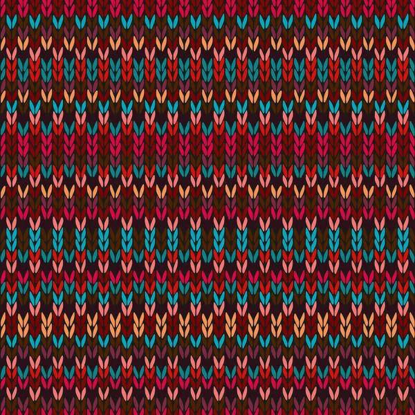 Motif tricoté géométrique ethnique sans couture. Style Rouge Bleu Orange Marron Jaune Fond — Image vectorielle