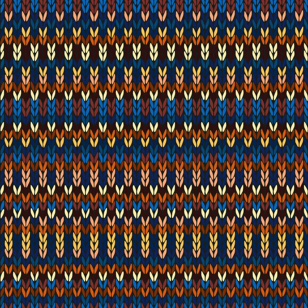 Motif tricoté géométrique ethnique sans couture. Style Rouge Bleu Orange Marron Jaune Fond — Image vectorielle