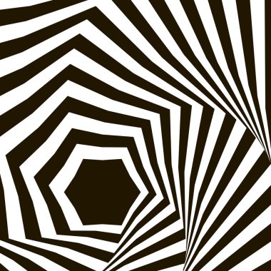 Siyah ve beyaz optik yanılsama. Op sanat vektör arka plan ile 